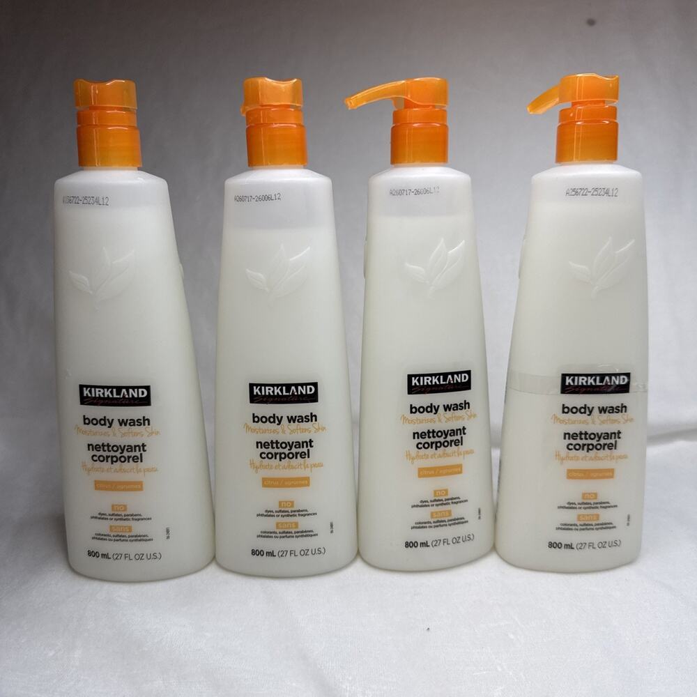 Kirkland Signature Moisturizing Body Wash 27 fl oz Natural Citrus, 4 Pack Bundle